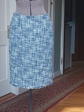 Calvin Klein Blue and White Tweed Skirt